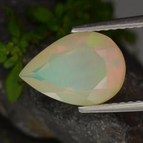 Opale multicolore naturelle en forme de poire, 1,61 ct, translucide