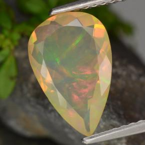 Opale jaune naturelle en forme de poire, 1,32 ct, transparent