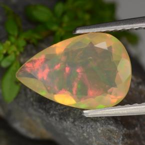 Opale jaune naturelle en forme de poire, 1,32 ct, transparent