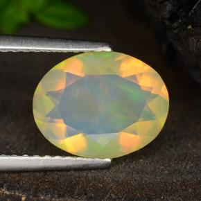 Opale jaune naturelle coupe ovale, 1,64 ct, transparent