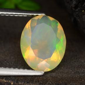 Opale jaune naturelle coupe ovale, 1,64 ct, transparent