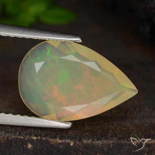 1.43ct Naturel Multicolore Opale, En forme de poire, Translucide