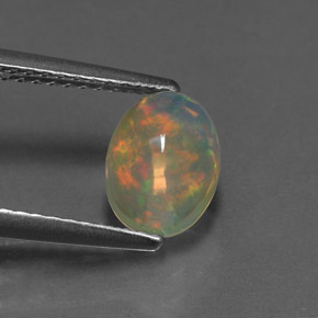 Opale multicolore naturelle coupe ovale, 1,11 ct, transparent