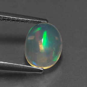 Opale multicolore naturelle coupe ovale, 1,28 ct, transparent