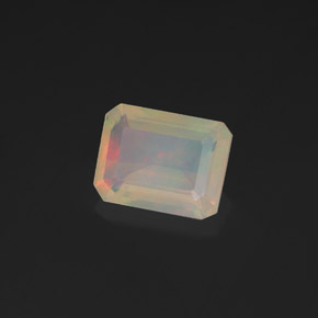 Opale multicolore naturelle taille émeraude, 1,36 ct, transparent
