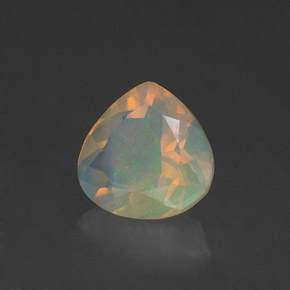 Opale multicolore naturelle en forme de poire, 0,84 ct, transparent