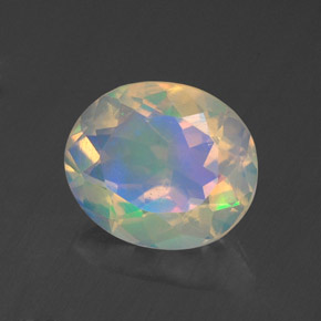 Opale multicolore naturelle coupe ovale, 1,28 ct, transparent