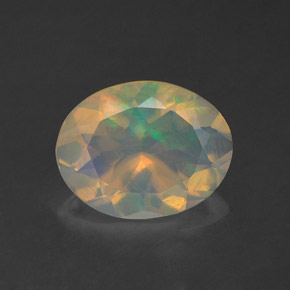 Opale multicolore naturelle coupe ovale, 1,24 ct, transparent