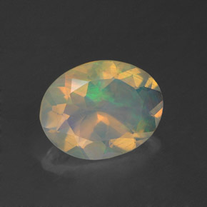 Opale multicolore naturelle coupe ovale, 1,24 ct, transparent