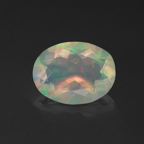 Opale multicolore naturelle coupe ovale, 1,14 ct, transparent