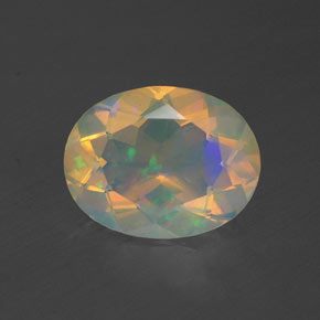 Opale multicolore naturelle coupe ovale, 1,23 ct, transparent