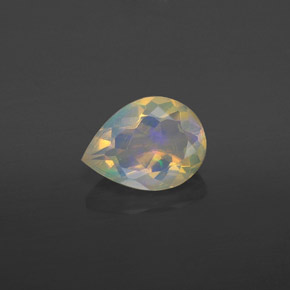 Opale multicolore naturelle en forme de poire, 0,74 ct, transparent