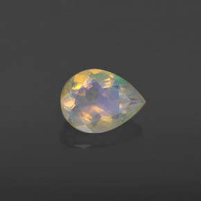 Opale multicolore naturelle en forme de poire, 0,74 ct, transparent
