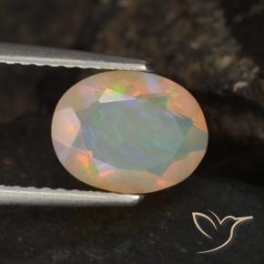 Opale Multicolore naturelle ovale, 1.09 ct, Transparent