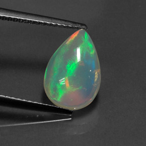 Opale multicolore naturelle en forme de poire, 2,08 ct, transparent