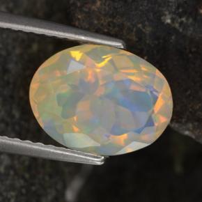 Opale jaune naturelle coupe ovale, 1,86 ct, transparent