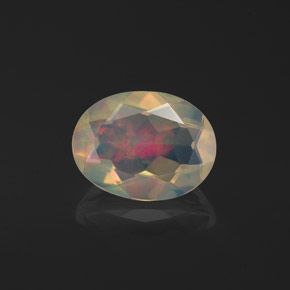 Opale multicolore naturelle coupe ovale, 1,06 ct, transparent