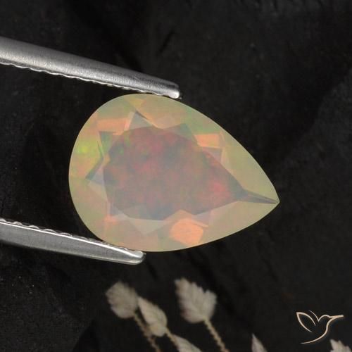 1.42ct Naturel Multicolore Opale, En forme de poire, Translucide