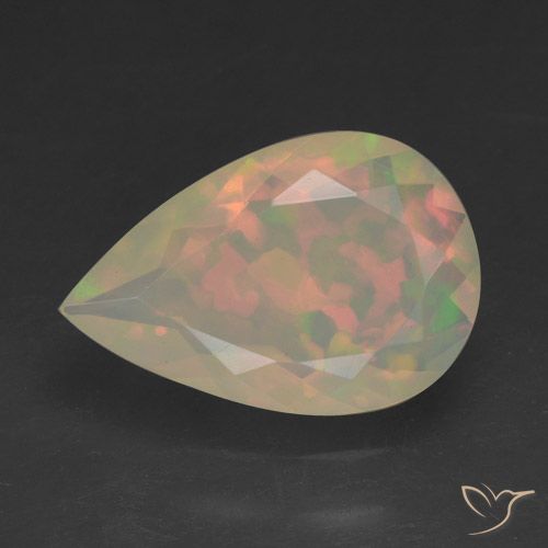 1.47ct Naturel Multicolore Opale, En forme de poire, Transparent