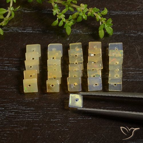 3.02ctw Naturel Multicolore Opale, Carré, Translucide