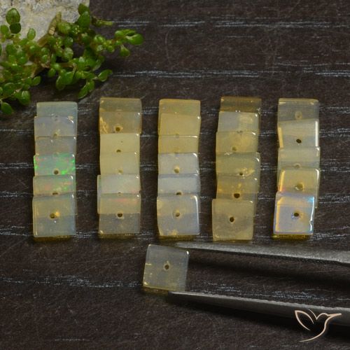 6.09ctw Naturel Multicolore Opale, Carré, Transparent