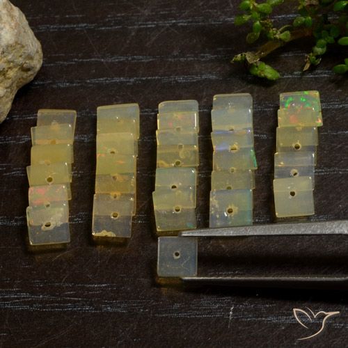 5.96ctw Naturel Multicolore Opale, Carré, Transparent