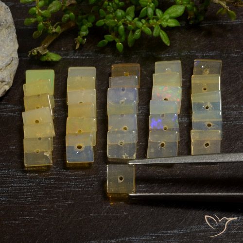 5.75ctw Naturel Multicolore Opale, Carré, Transparent