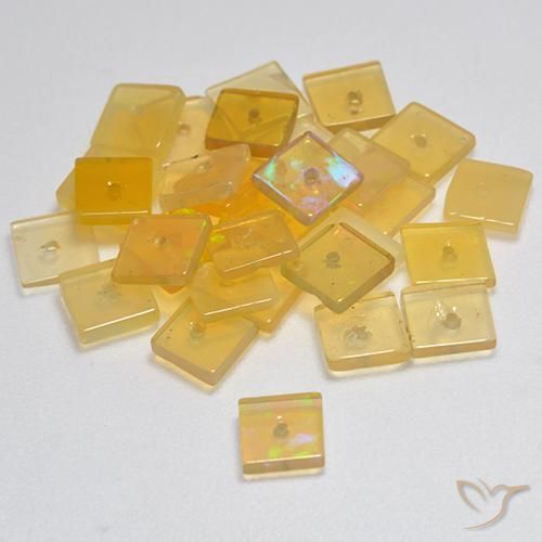5.62ctw Naturel Multicolore Opale, Carré, Transparent