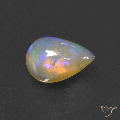 Opale Multicolore naturelle En forme de poire, 1.36 ct, Transparent
