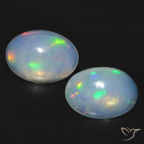 0.89ctw Naturel Blanc bleuâtre Opale, ovale, Transparent