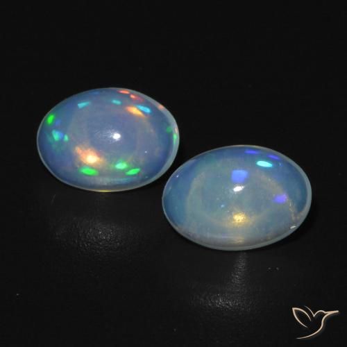 0.89ctw Naturel Blanc bleuâtre Opale, ovale, Transparent