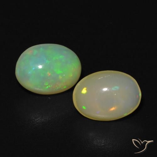 0.99ctw Naturel Multicolore Opale, ovale, Transparent