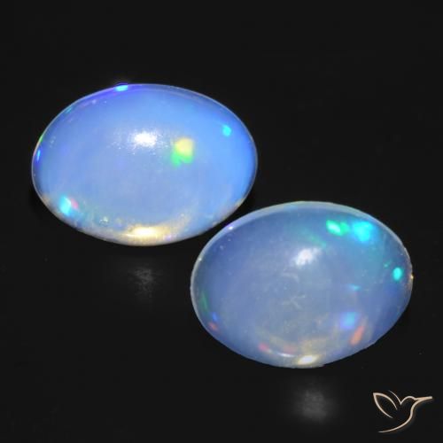 0.85ctw Naturel Blanc bleuâtre Opale, ovale, Transparent