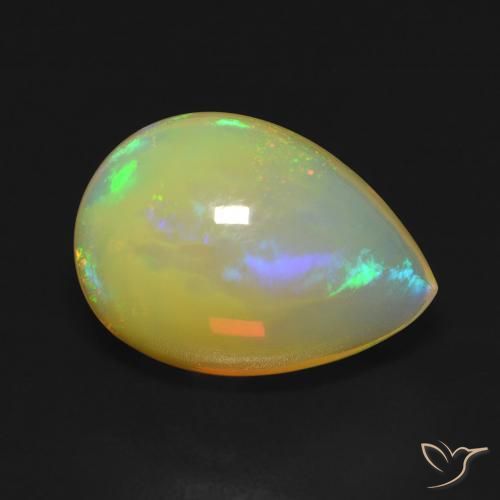 5.00ct Naturel Multicolore Opale, En forme de poire, Transparent