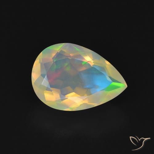1.43ct Naturel Multicolore Opale, En forme de poire, Transparent