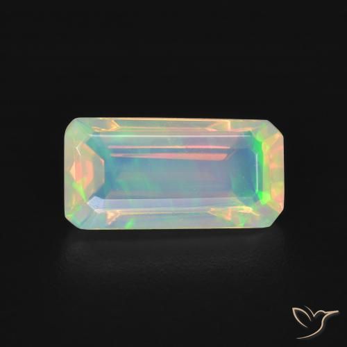 1.27ct Naturel Multicolore Opale, Taille émeraude, Transparent