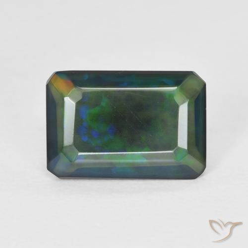 1.70ct Naturel Multicolore Opale, Taille émeraude, Translucide