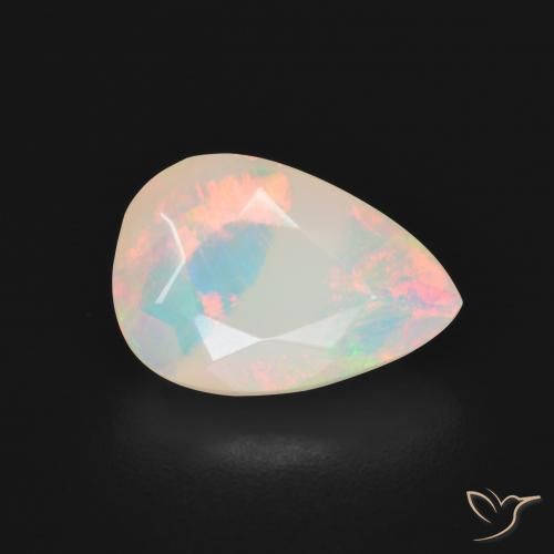 Opale Blanc multicolore naturelle En forme de poire, 2.16 ct, Transparent