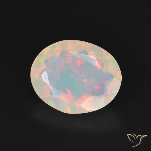 Opale Blanc multicolore naturelle ovale, 1.32 ct, Transparent