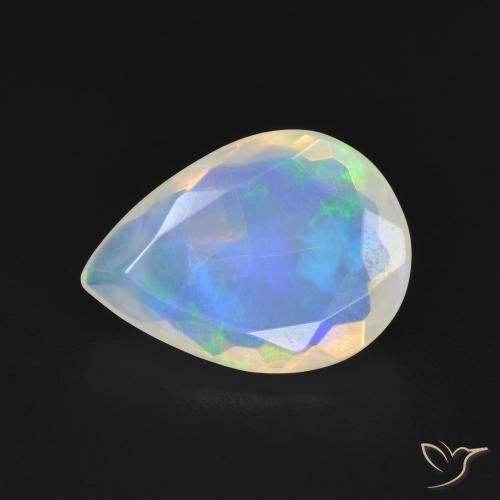 1.93ct Naturel Blanc bleuâtre Opale, En forme de poire, Transparent, Photo A