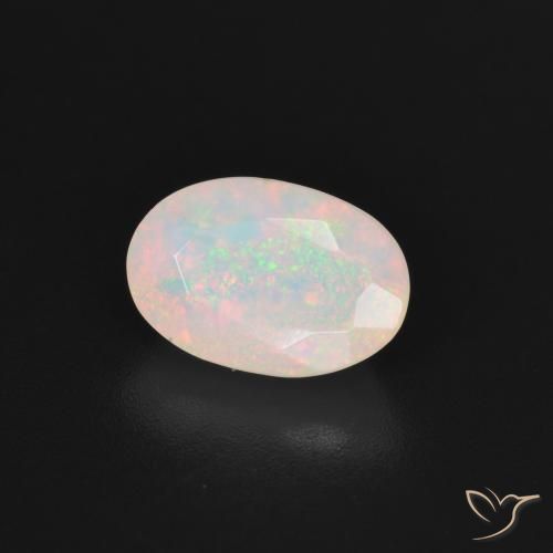 Opale Blanc multicolore naturelle ovale, 1.51 ct, Translucide