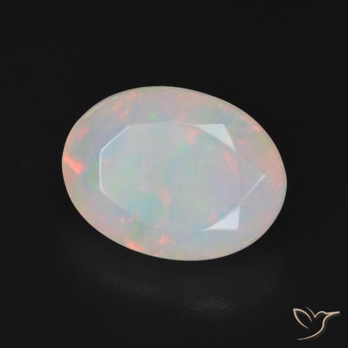 Opale Blanc multicolore naturelle ovale, 2.96 ct, Translucide