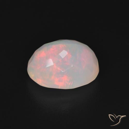 Opale Blanc multicolore naturelle ovale, 1.92 ct, Translucide