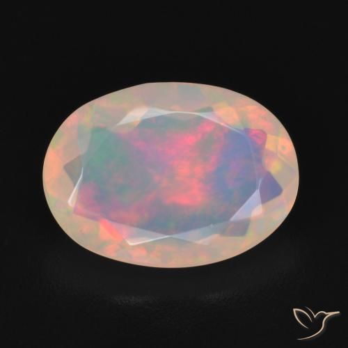 1.63ct Naturel Blanc multicolore Opale, ovale, Transparent, Photo A