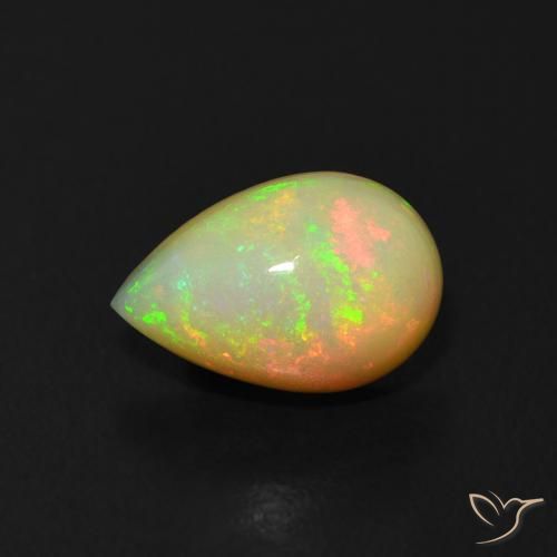 Opale Multicolore naturelle En forme de poire, 1.00 ct, Transparent