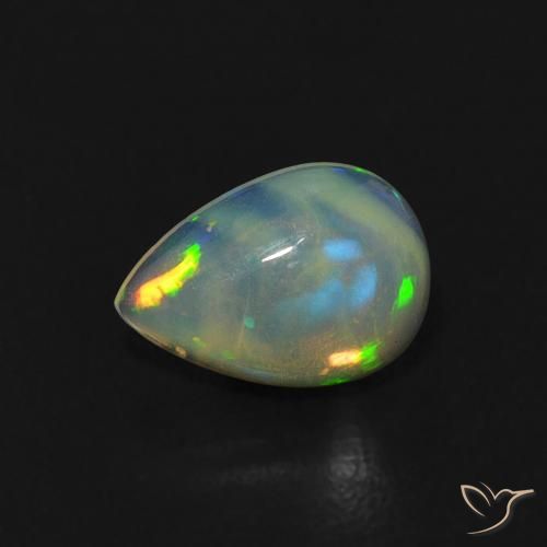 Opale Multicolore naturelle En forme de poire, 0.40 ct, Transparent