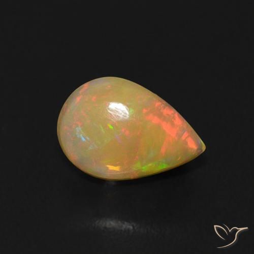 0.50ct Naturel Multicolore Opale, En forme de poire, Transparent