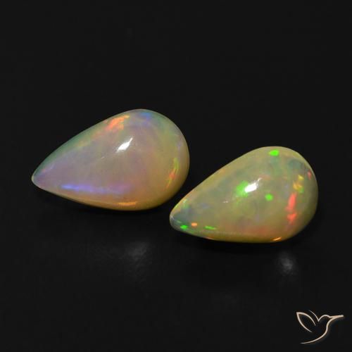 0.86ctw Naturel Multicolore Opale, En forme de poire, Transparent