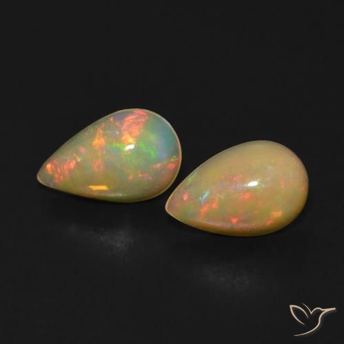 0.89ctw Naturel Multicolore Opale, En forme de poire, Transparent, Photo A