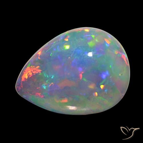 Opale Multicolore naturelle En forme de poire, 9.35 ct, Transparent